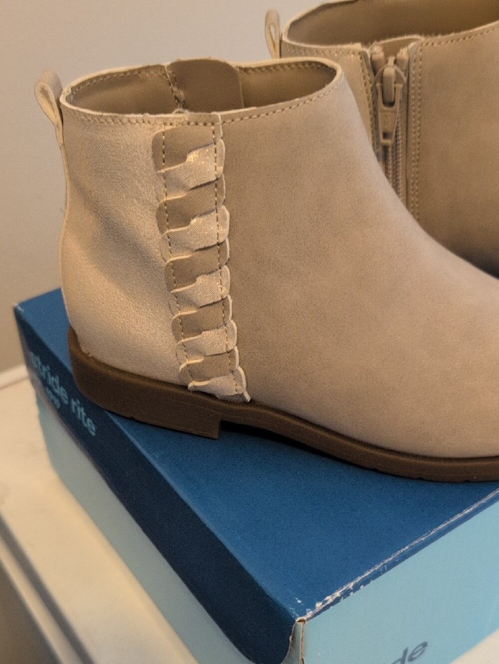 Stride Rite Faux-Suede Ankle Booties with Braid Detail 13M